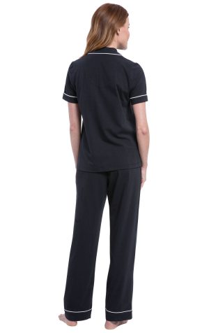Solid Jersey Short-Sleeve Button-Front Pajamas