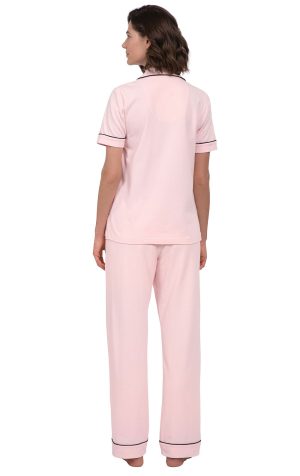 Solid Jersey Short-Sleeve Button-Front Pajamas