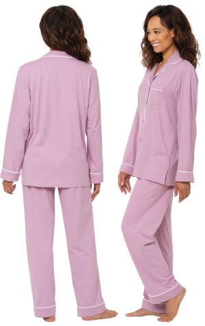 Solid Jersey Button-Front Pajamas