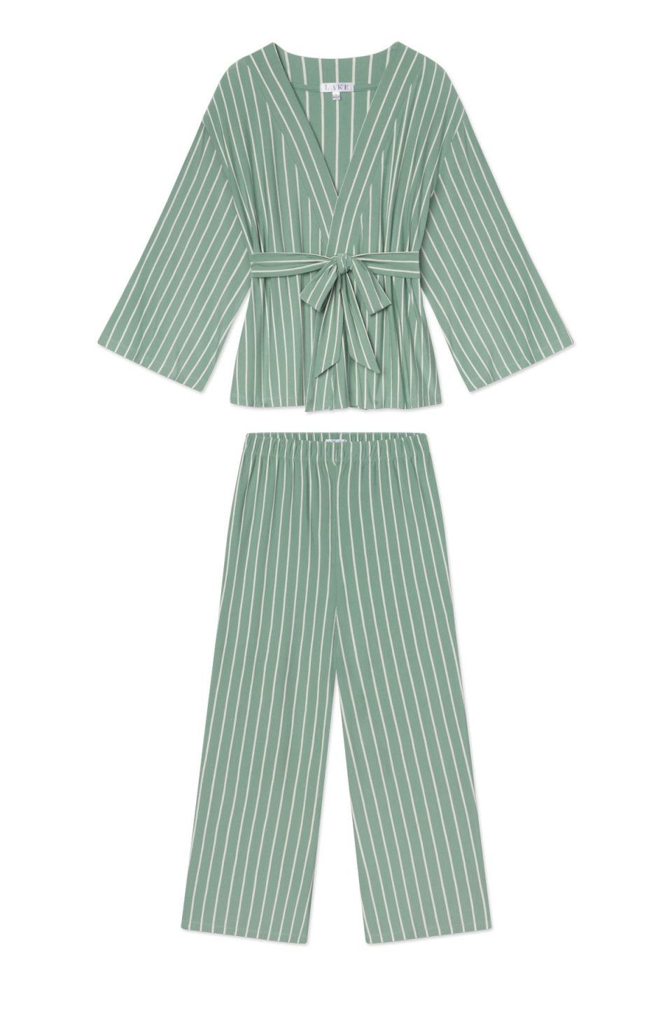 DreamModal Kimono Pajama Set in Boxwood Vertical Stripe