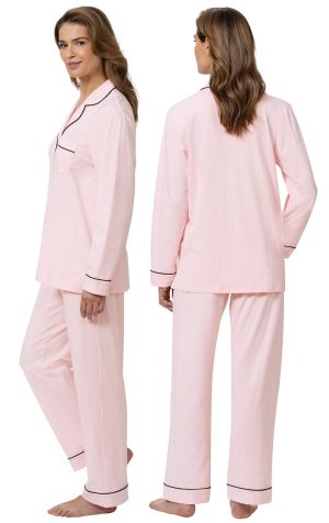 Solid Jersey Button-Front Pajamas