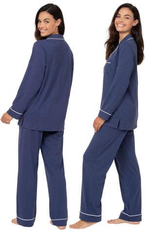 Solid Jersey Button-Front Pajamas